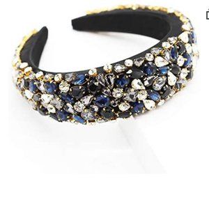 Glitzy Rhinestone Headband Blue
